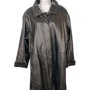 Comint  Black Genuine Leather Long Trench Coat Duster  Mens  silent Bob biker